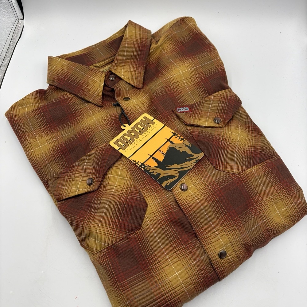 Dixxon Flannel Company Goldfield Men's Flannel Plaid Shirt Brown Yellow Red XL